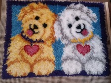 Vintage Dogs Latch Hook Completed Rug Wall Home Decor Handmade 20x27  7/15 
