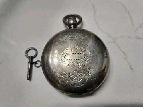 Waltham Coin Silver Antique 1881 Hunter Key Wind P.S. Bartlett Pocket Watch