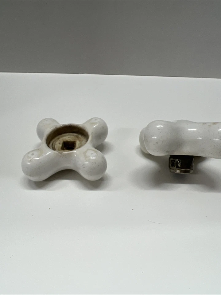 Vintage Porcelain Hot And Cold Bathroom Cross Handle Tub Knobs - Image 2 of 4