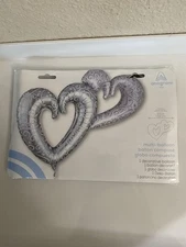 Silver Interlocking Hearts Foil Multi-Balloon 53” Anagram Made In USA Party