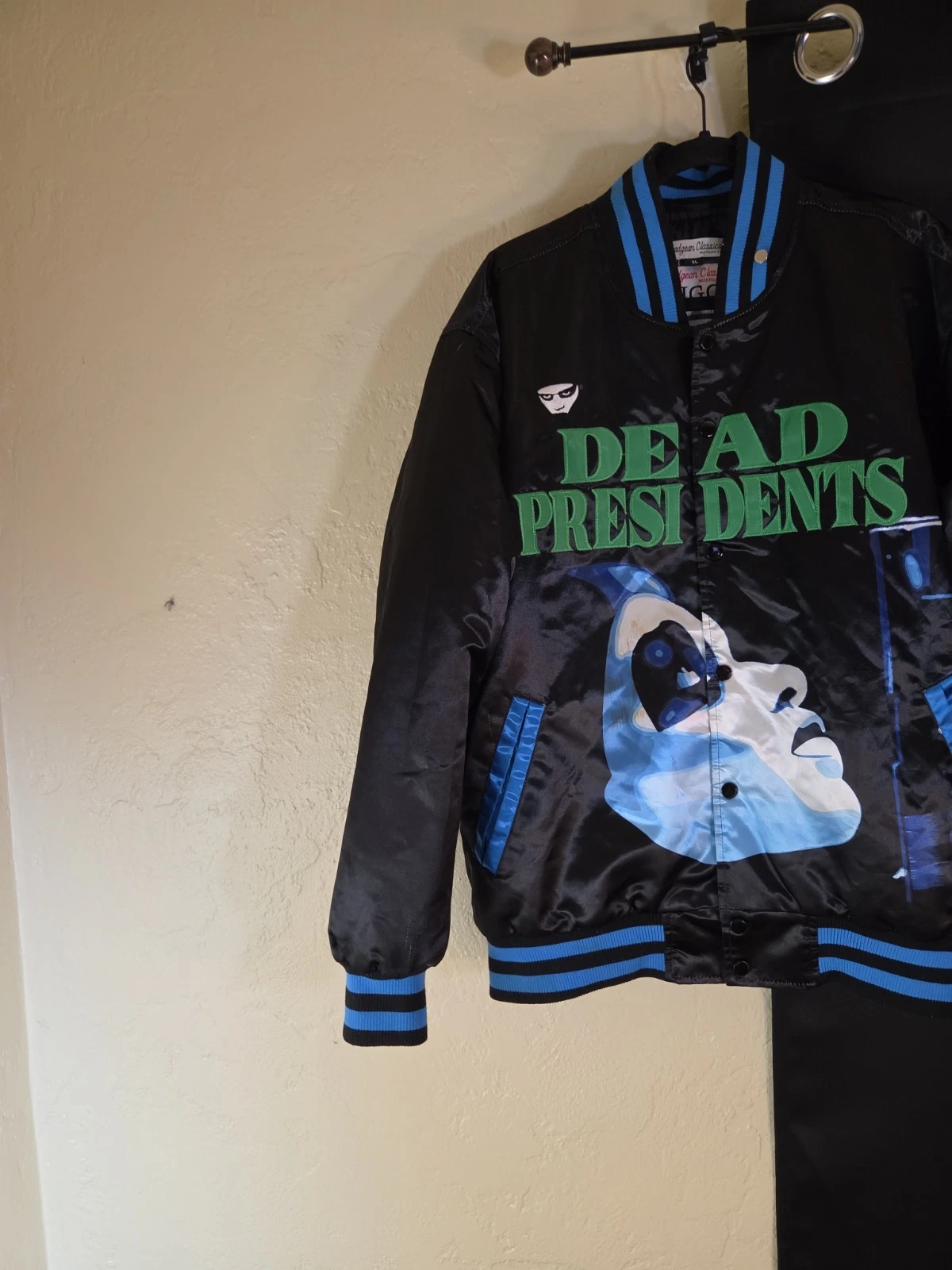 Mens Headgear Classics Dead Presidents 1995 Button Bomber Satin Jacket Size XL - product detail image 2
