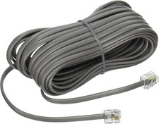 Telephone Line Cord 25ft Heavy Duty Silver Satin 4 Conductor Tangle Free