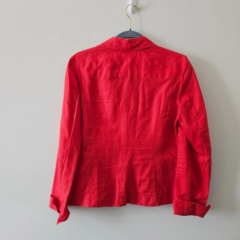 Jones New York Collection Coral Linen Button Down Blazer Size 4 - Image 2 of 4