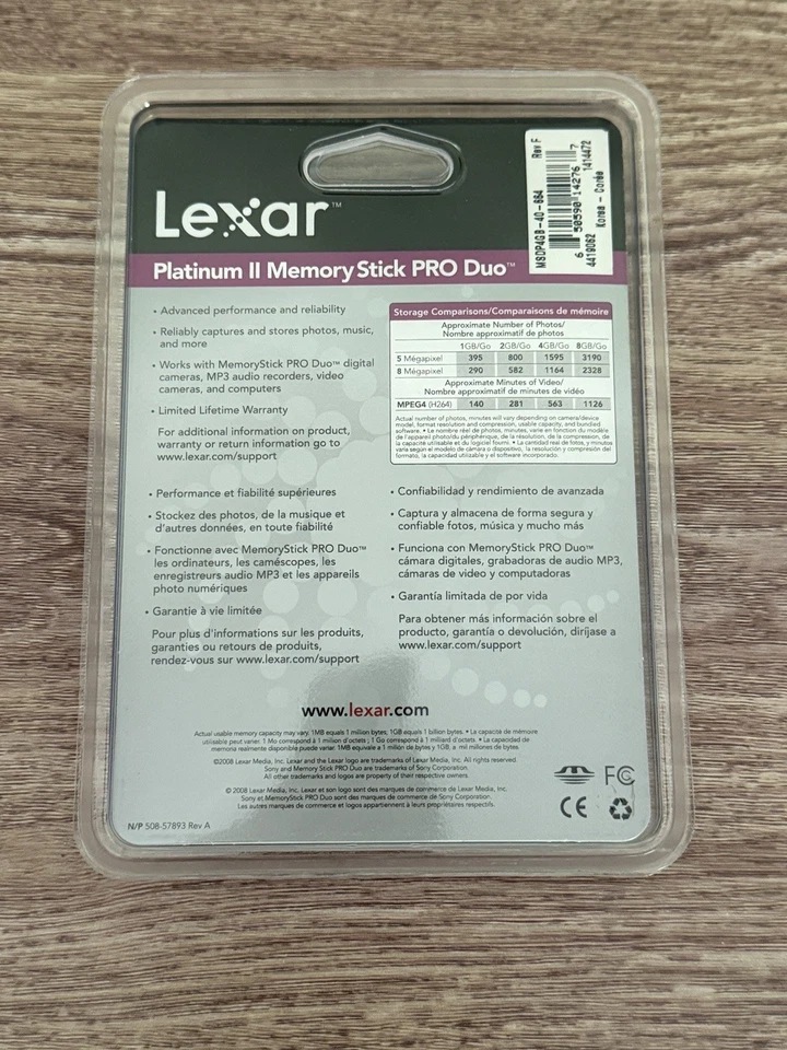 Lexar 4GB Platinum II Memory Stick PRO Duo Adapter Sony New Sealed - Image 2 of 3