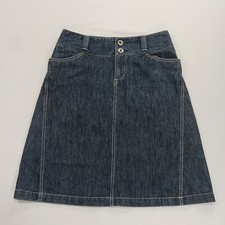 Vintage Eddie Bauer Women's Blue Cotton A-Line Denim Skirt Size 4 Waist 31"