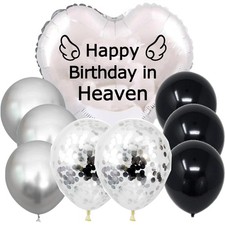 Nine Happy Birthday 18 Inches Heart Balloon, 12 Round Balloons, Silver