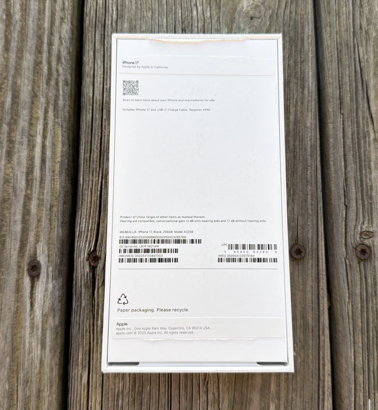 Apple iPhone 17 Black 256GB - Empty Retail Box Only Model A3258 - product detail image 2