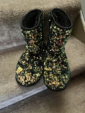 NEW UGG Classic Short Sequin Black Sparkle Women's Boots Size 5