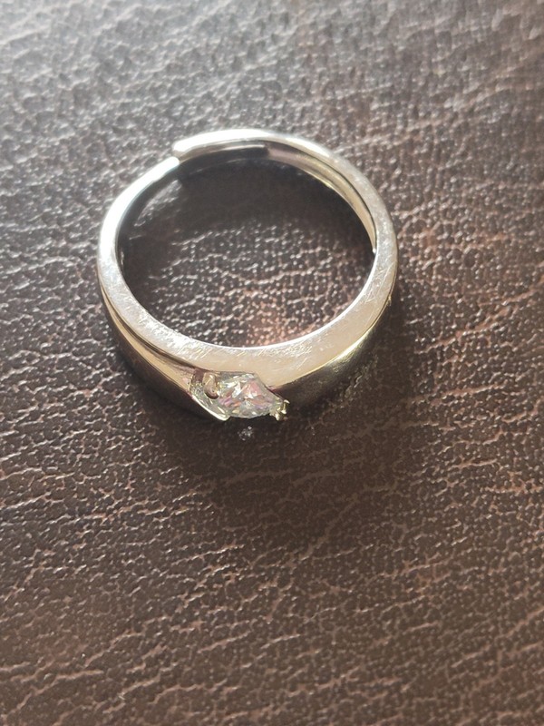 Silver Adjustable Ring with Small Diamond Accents 925 Sterling Silver