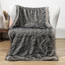 Faux Fur Throw Blanket for Couch  Super Soft Fuzzy Luxuriously Velvet Back 50"...