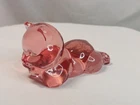 Vintage Fenton Art Pink Glass Cat Kitten Love Laying Figurine Paperweight