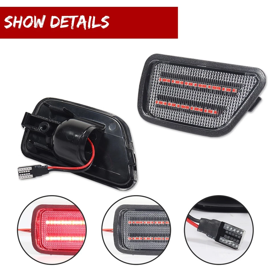 For Honda CR-V 1997-2001 Rear Left & Right Clear Red LED Side Marker Lights Pair - Image 3 of 4