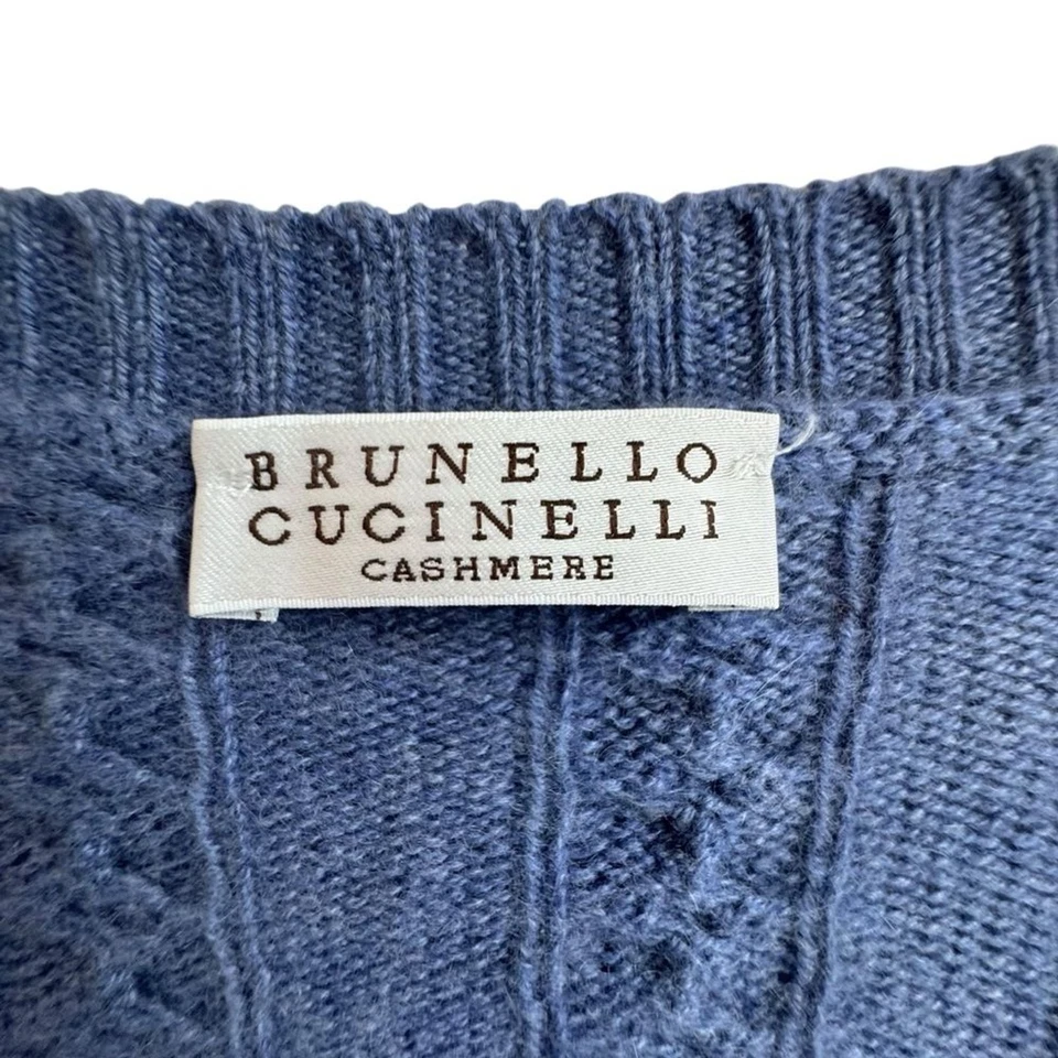 Brunello Cucinelli 100% Cashmere Cable knit Cardigan Sweater Size 6 - Image 3 of 4
