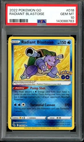 PSA 10 Radiant Blastoise 018/078 Pokémon GO 2022 Pokemon