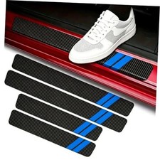 4PCS Car Door Sill Protector, Carbon Fiber Leather Door Entry Guard, Anti blue