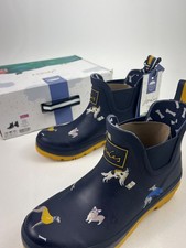 Joules Wellibob Short Rain Boots Women's US Size 6 Navy Dogs 216567