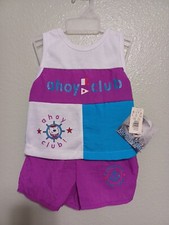 Vintage Baby/Girl's Two Piece Tank Top and Shorts Ahoy Club Size 12 Months New