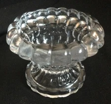 Round Clear Glass Open Salt Cellar Scalloped Edge on Pedestal - 3 1/4" diameter