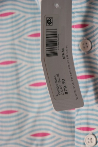 Southern Proper Canal Blue Wave Retro Style Short Sleeve Button Shirt Large New - Picture 6 of 10