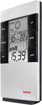 Hama LCD-Thermo-/Hygrometer TH-200 Temperatur Luftfeuchte Uhr Wecker schwarz