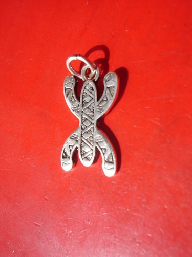 SILVER Moroccan engraved zeed Amazigh Tifinagh alphabet pendant/earring L20 mm - Picture 4 of 7