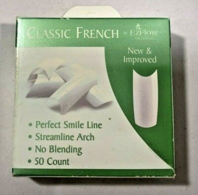 EzFlow Nail Systems Classic French Nail Tips - 50 Count - Choose Your Size!