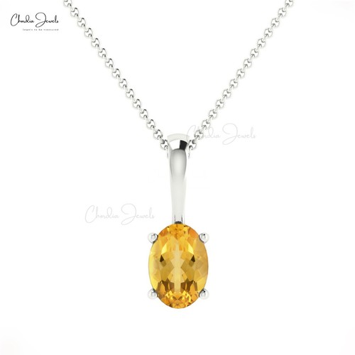 14k Gold Citrine Pendant 6x4mm Oval Natural Gemstone Fine Jewelry Birthday Gift - Picture 3 of 22