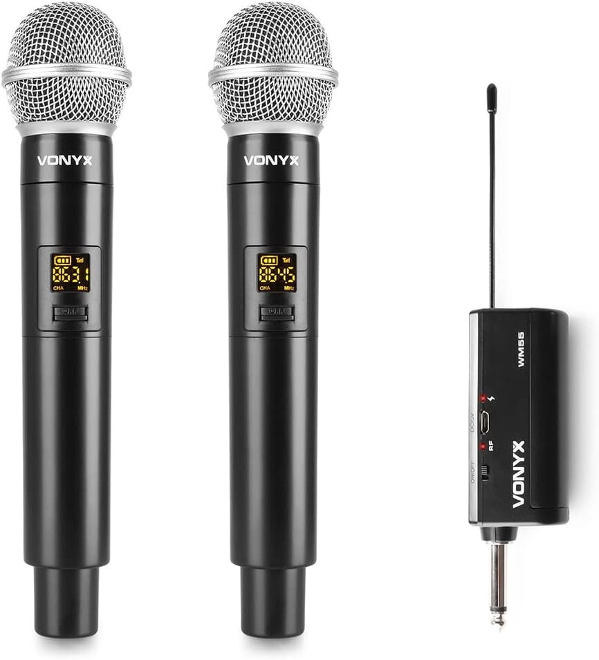 Vonyx WM552 2 Microfoni Wireless UHF + Ricevitore Plug-in Jack 6,3mm