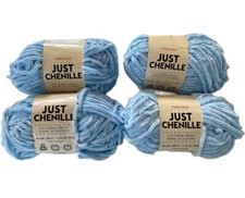Premier Just Chenille Yarn Lot 4 Skeins Light Blue 2017-06 Destash Super Soft