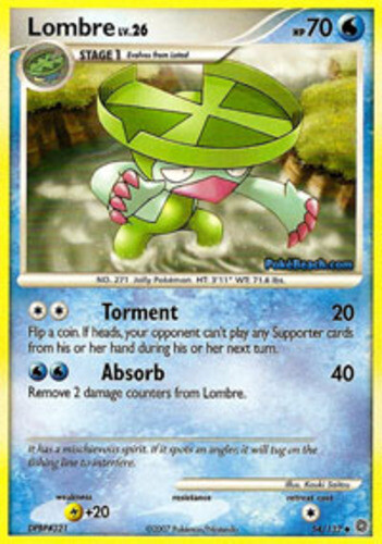 Lombre - 54/132 - Uncommon LP, English Pokemon Secret Wonders