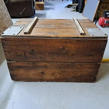 Antique Miniature Flat Top Metal Lined Trunk