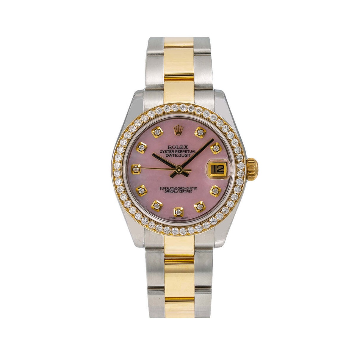 Rolex Datejust 31mm Pink Diamond Dial & Bezel Two-Tone Yellow