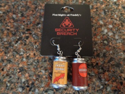 Five Nights At Freddy's Soda Mismatched Earrings Security Breach Brand New