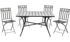 SET TAVOLO MOSAICO DA GIARDINO CON 4 SEDIE RETTANGOLARE CERAMICA  ARREDO ESTERNO