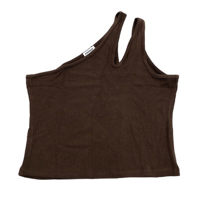 Joersop Womens Size S Cropped Asymmetrical One Shoulder Tank Top Ribbed Brown