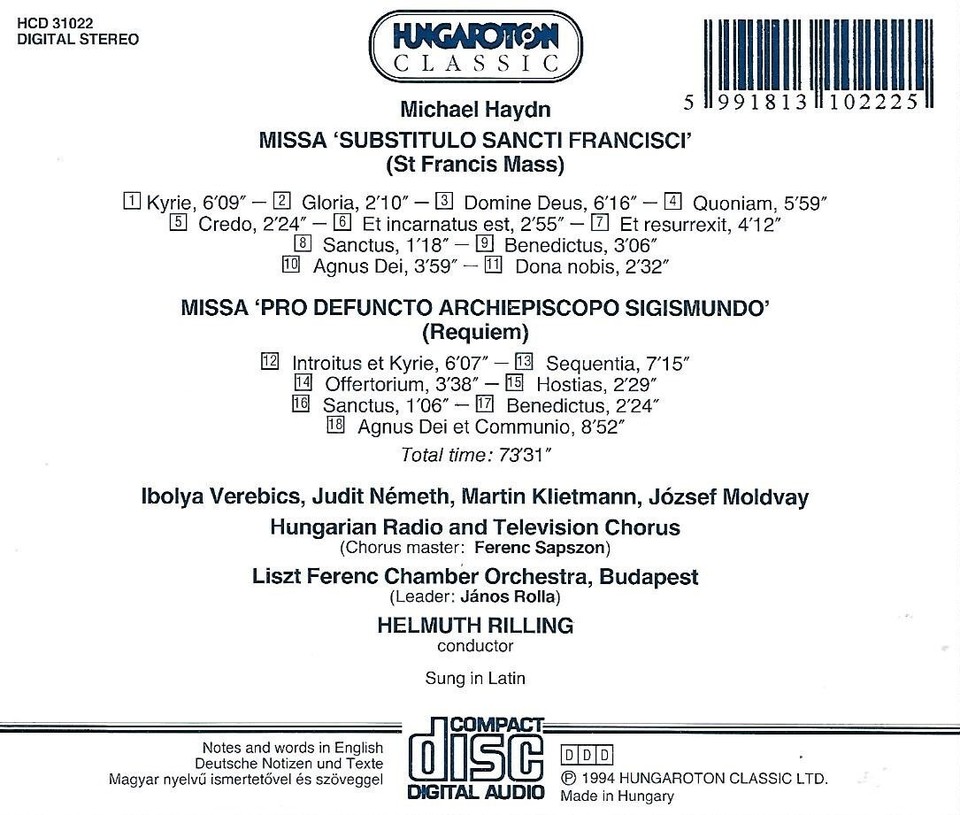 Haydn: Missa Sancti Francisci Requiem by Helmuth Rilling (CD, 1994) | eBay