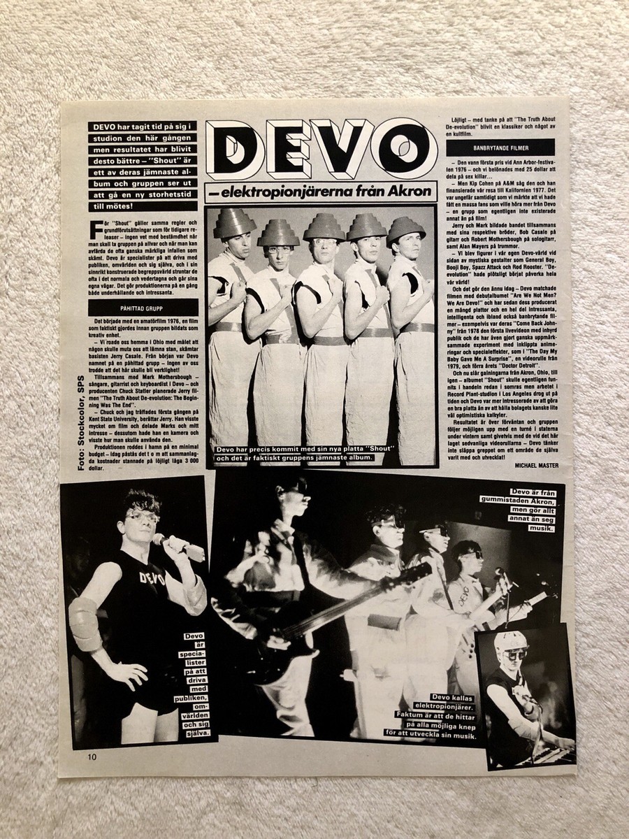 DEVO 1984 NEW WAVE Clipping Poster Swedish Music magazine Okej