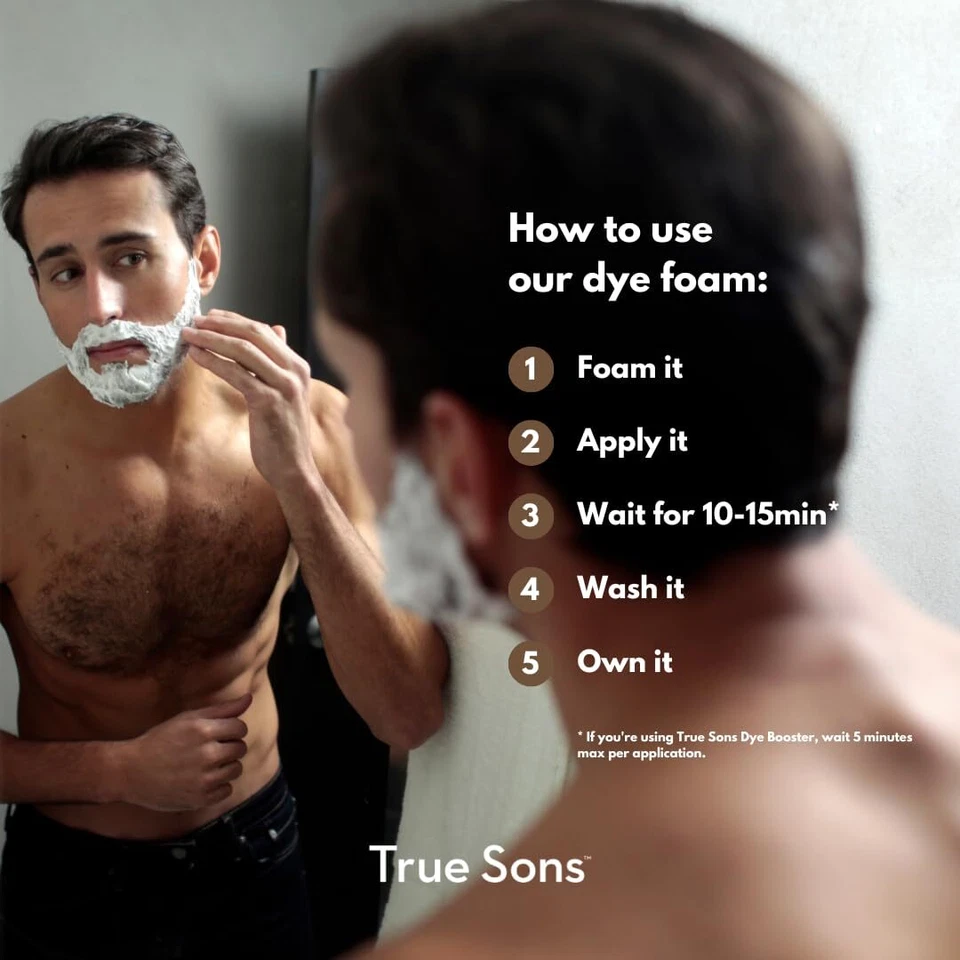 Espuma de tinte para cabello True Sons para hombre - aspecto natural - kit de tinte multiuso sin esfuerzo con Foto 2 de 4