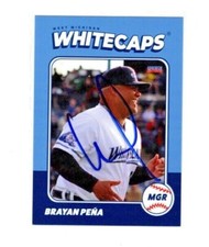 Brayan Pena signed autograph 2022 West Michigan Whitecaps card Tigers Reds b