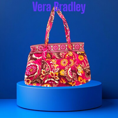 Vera Bradley Carnaby Little Betsy Shoulder Bag Red Orange Brown Floral Pattern