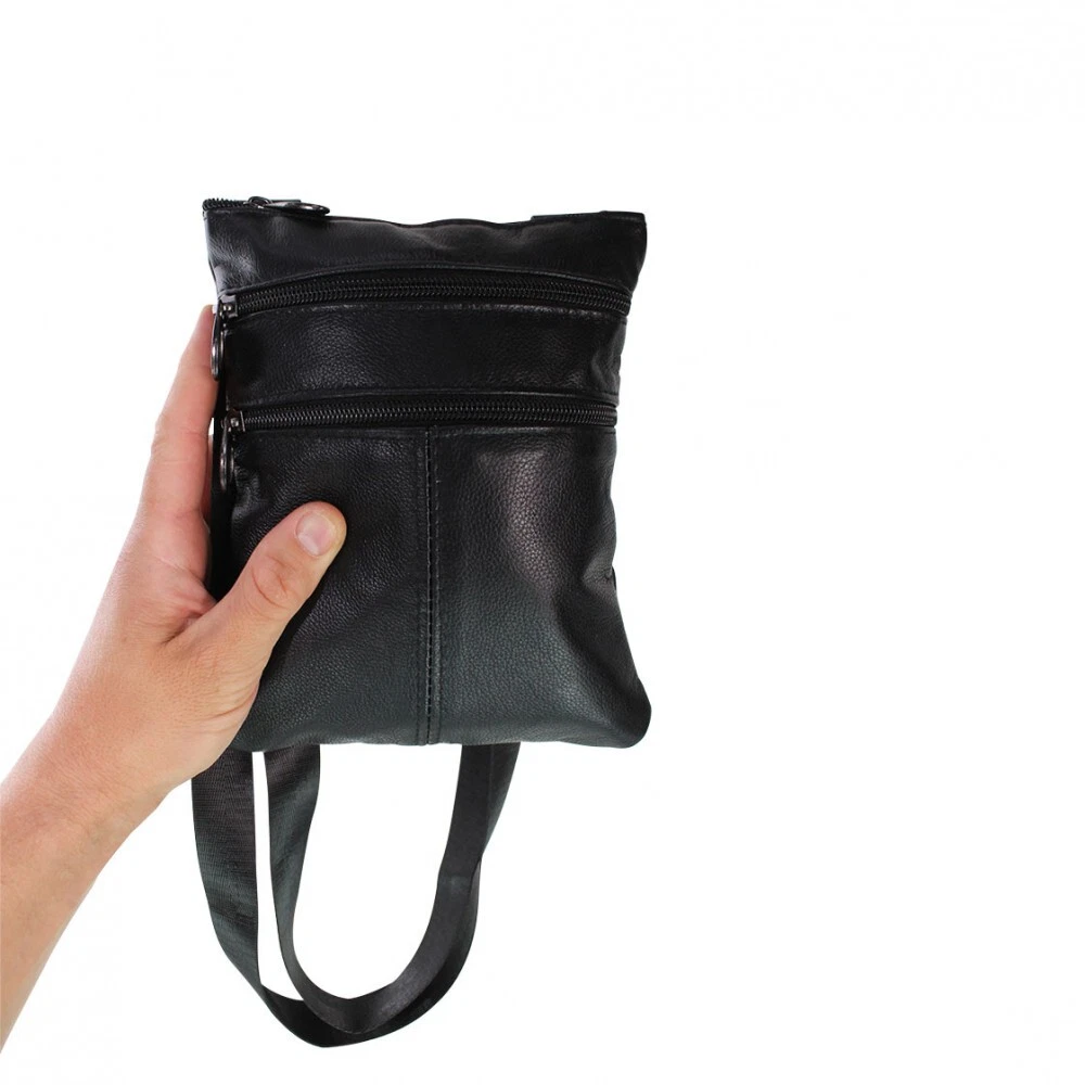 Borsello Uomo Borsa Tracolla In Vera Pelle Miele Tracolla Cuoio Pelle - Foto 5