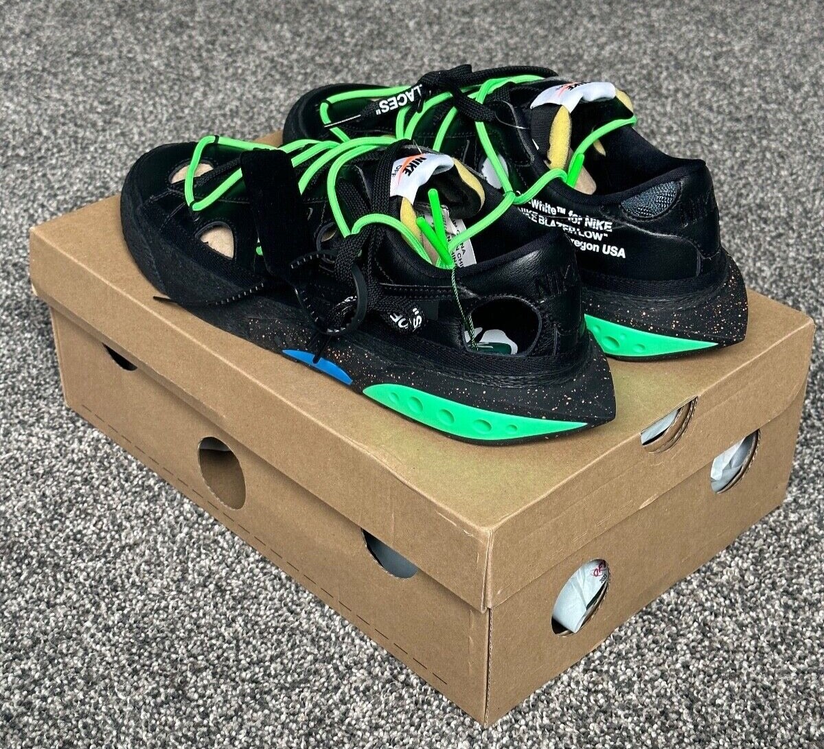 OFF WHITE X NIKE NUOVO Nike Blazer Low x Off White Nero Uomo Taglia 10 ***Mai Indossato***