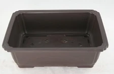 Rectangular Heavy Duty Brown Plastic Succulent, Bonsai Pot - 10.5"x 7.75"x 3.5"