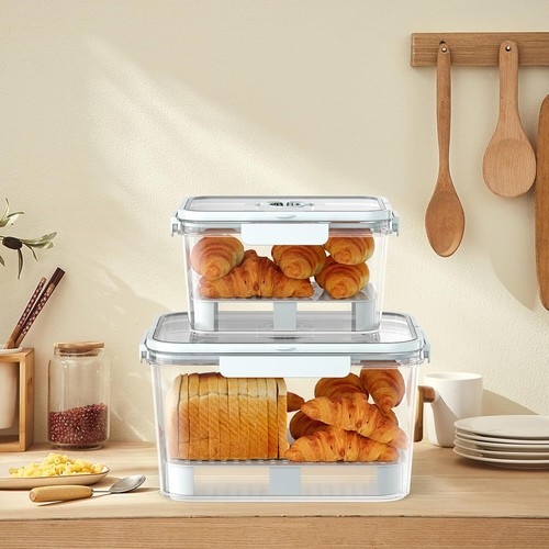 2pcs Bread Box Airtight for Kitchen Storage Container BPA-free Clear Food Grade - Picture 8 of 8