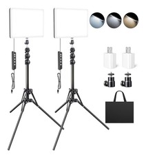 2 Pack LED Video Lighting Kit With 64  Tripod Dimmable 2800-8400k