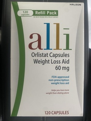 Orlistat 60 mg Weight Loss Aid 120 Capsules Refill Pack New in Box 04/2027