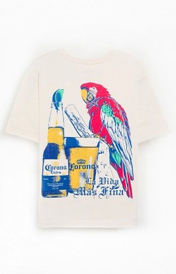 PACSUN Corona Extra Parrot Logo Men s Beige T-Shirt Size Medium New