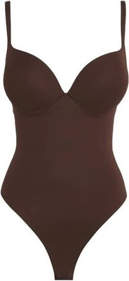 NWT SKIMS Ultimate Body Push-Up Thong Bodysuit Cocoa Medium Style SL-THG-8044W
