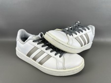 Adidas Sneakers Women s Size 6.5 Grand Court White Metallic Silver Stripe Tennis