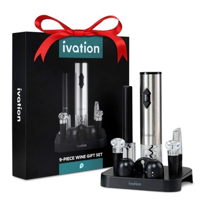 #ad Ivation 9 Piece Wine Gift Set Electric Wine Opener Foil Cutter Aerator Stoppers $45.00